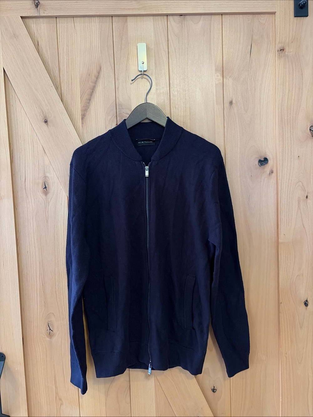 Elie Tahari Men’s s Full Zip Sweater Jacket navy blue Viscose Blend